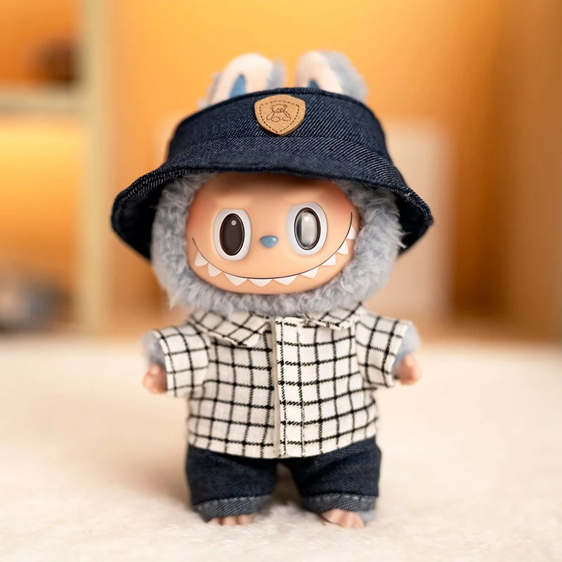 3-Piece Plaid Fashion Set for Labubu Dolls