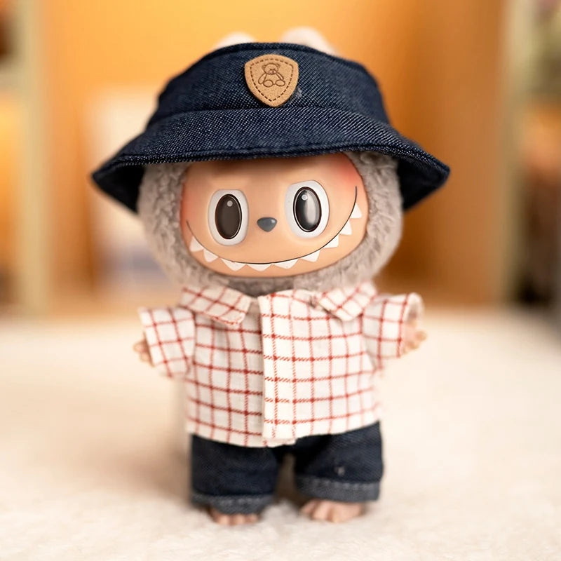 3-Piece Plaid Fashion Set for Labubu Dolls