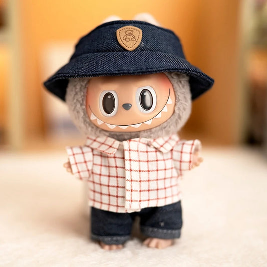 3-Piece Plaid Fashion Set for Labubu Dolls